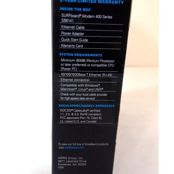 ARRIS SURFboard SB6141 Motorola Surf Board Modem 400 Series with Power Cable - Picture 10 of 11